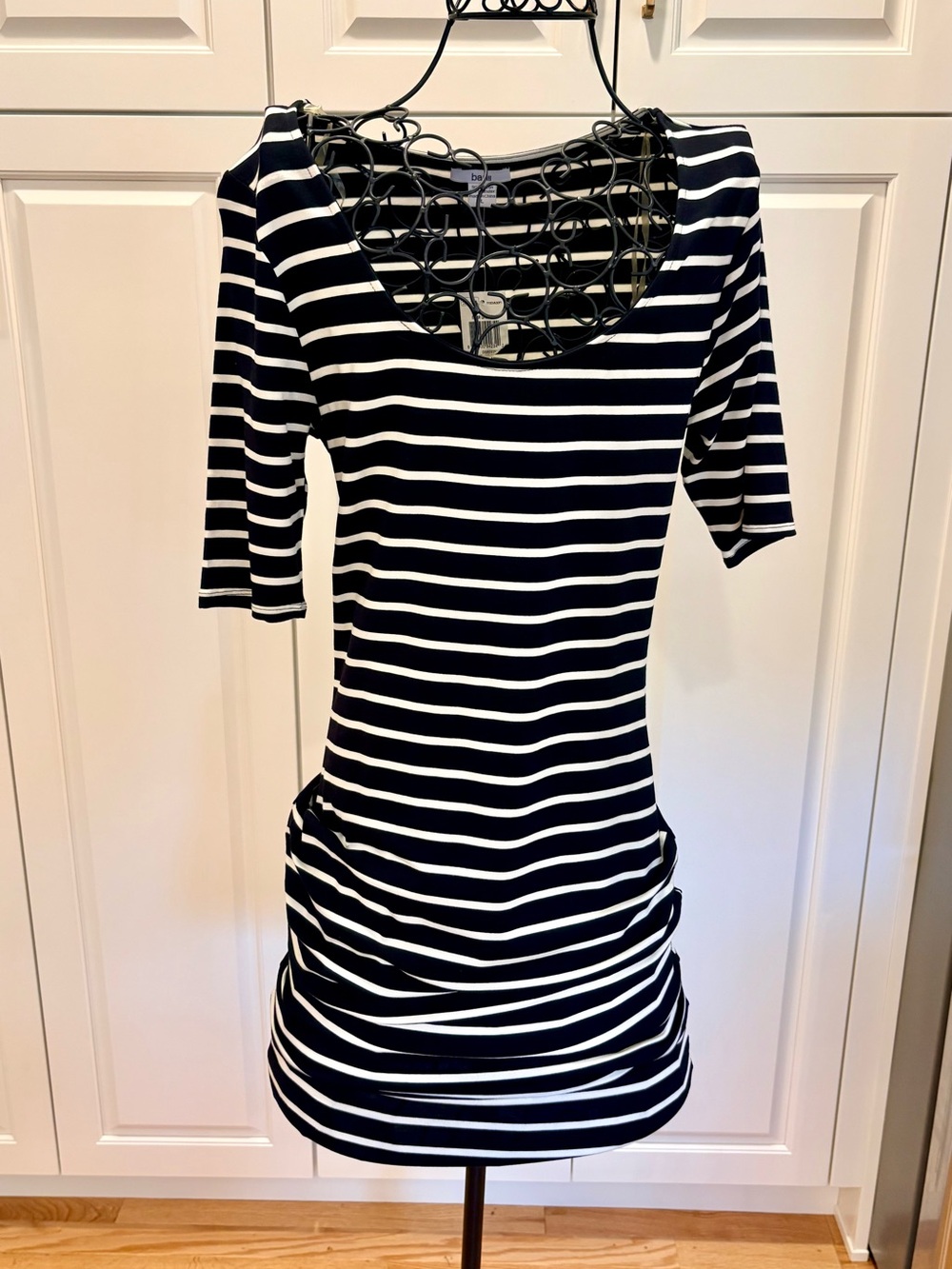 Striped Scoop Neck Women’s maxi dress in Black and White